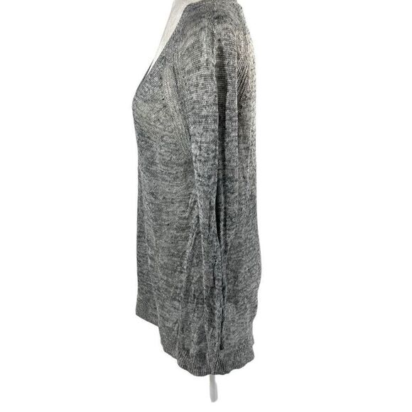 Eileen Fisher Women's Gray Lightweight Deep V-Neck Linen Knit Sweater Size S/P - Picture 6 of 12